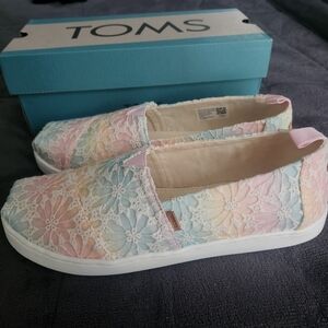 TOMS Youth Pastel Lace Slip-On Shoes